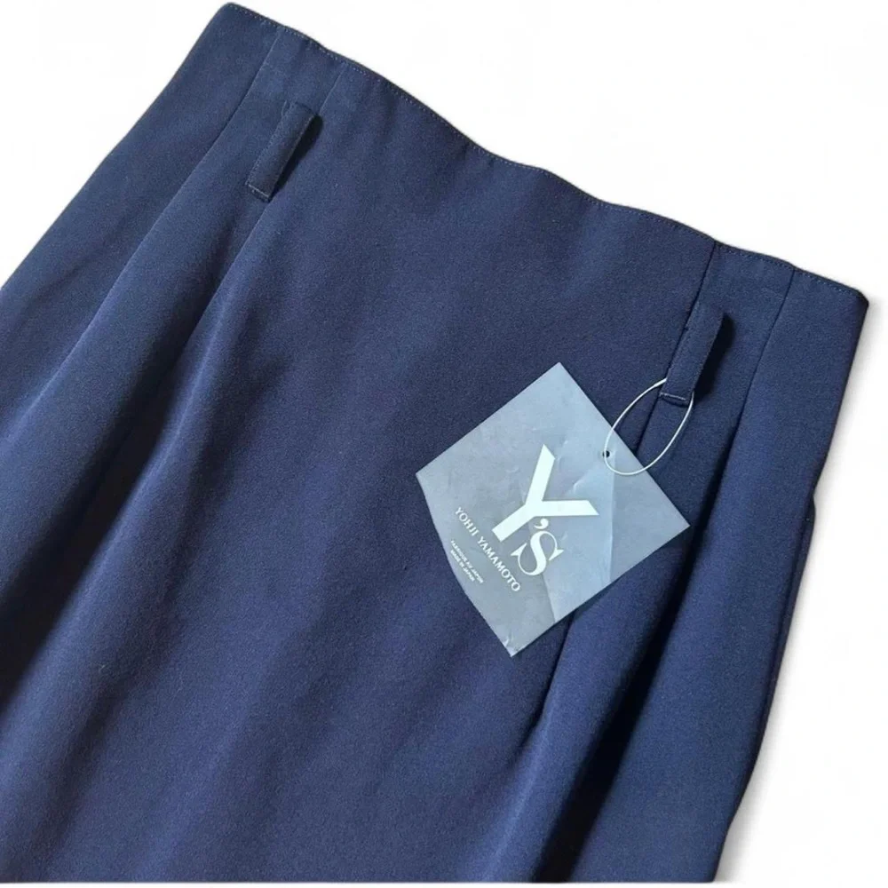 Yohji Yamamoto Y’s navy wool gabardine I-line midi skirt NWT deadstock vintage - Picture 3 of 8